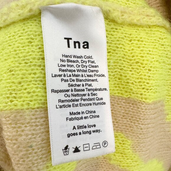 TNA Mohair Blend Utica Button Up Animal Print Cardigan Sweater Top Winter Small - Picture 6 of 11